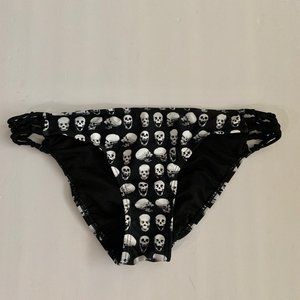 Hot Topic Black With Silver Skulls Bikini Bottom
